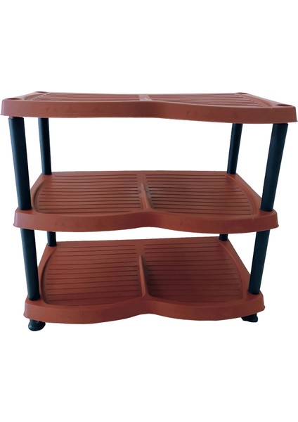 Plastik Ayakkabılık ve Terlik Rafı 3 Katlı - Kahverengi modelleri