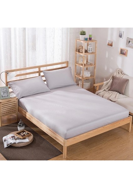 Kumaş Lastikli Çarşaf Takımı Gri 120 x 200 cm