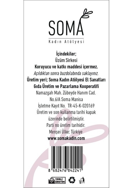 Üzüm Sirkesi Katkısız (Doğal Fermente) - 500 ml