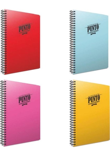 Punto Spiralli A4 80 Yap Pp Kapak Defter Seti Çizgili 4'lü