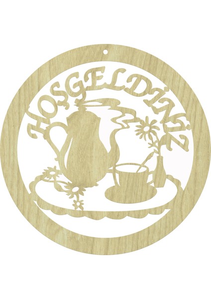 L 100 Çaydanlık Fincan Hoşgeldiniz Duvar Süsü