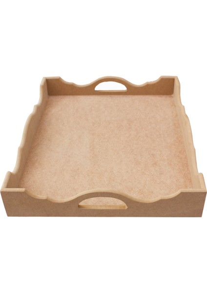 T 768 Ahşap Büyük Dalgalı Pirinç Tepsi