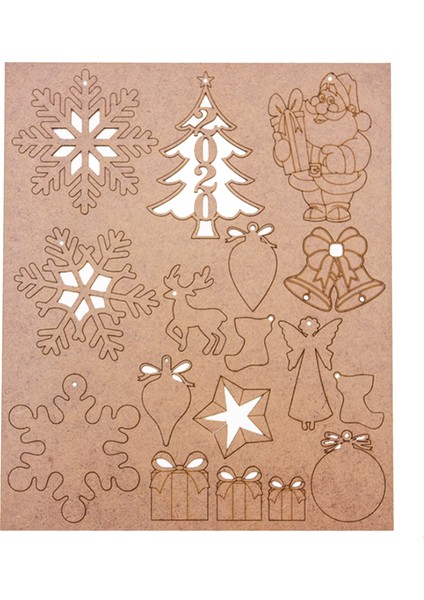 F 815 Ahşap 3 No Yılbaşı Süs Seti