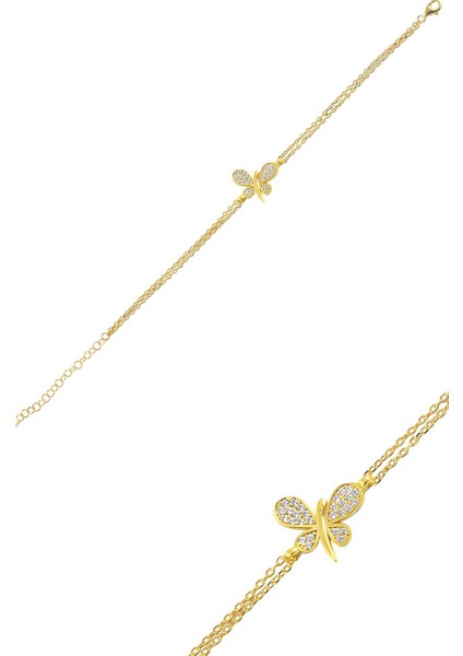 Mini Ak Kelebek Bileklik 14K Altın Kaplama fiyatları