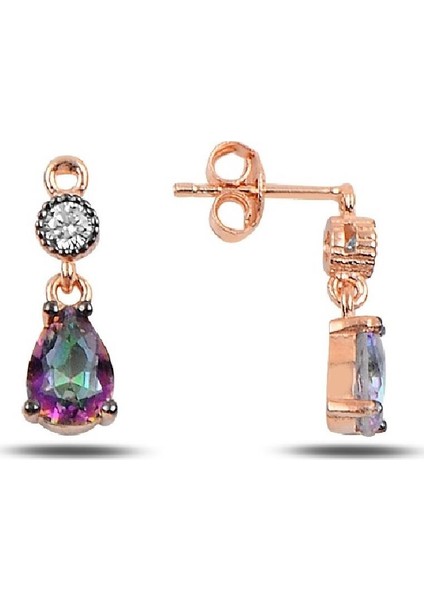 Elmas Montürlü Topaz Damla Taş Küpe Rose fiyatları