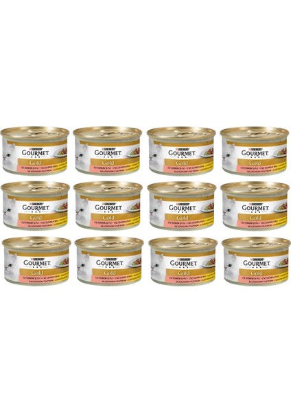 Gold Parça Etli Somonlu ve Tavuklu Kedi Konservesi 85GR (12 Al 10 Öde)