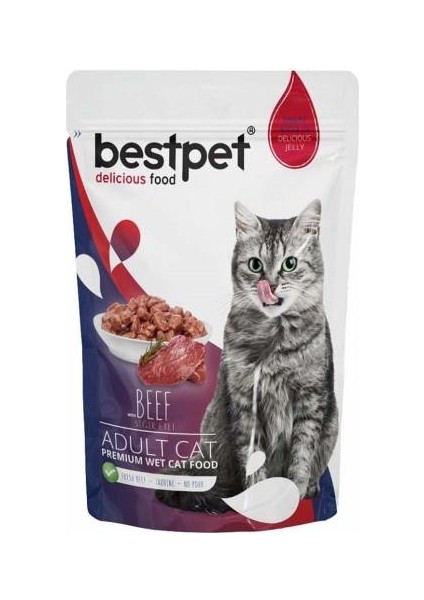 Adult Cat Beef Jöle Içinde Biftekli Yaş Mama 85 gr x 12