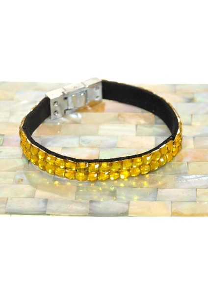 Çoklu Sarmal Uğur Bileklik Swarovski Taşlı Sarı Ayarlanabilir Bileklik fiyatları