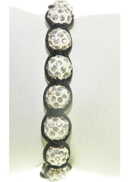 Swarovski Taşlı Şambala Boncuklu Örgü Ip Siyah Bileklik Hediyelik Bileklik
