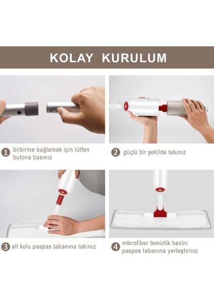Sprey Mop Yedek Bezli Deterjan Hazneli Paspas Temizlik Siprey Spray Tablet Mop