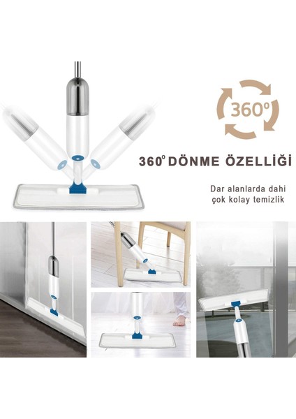 Sprey Mop Yedek Bezli Deterjan Hazneli Paspas Temizlik Siprey Spray Tablet Mop