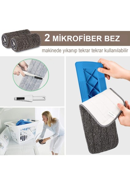 Sprey Mop Yedek Bezli Deterjan Hazneli Paspas Temizlik Siprey Spray Tablet Mop