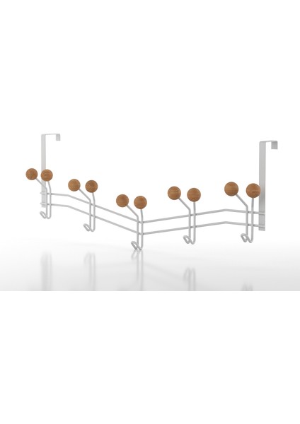 TEKNOTEL 15'Lİ KAPI ARKASI ASKISI METAL + AHŞAP MAT BEYAZ MG089