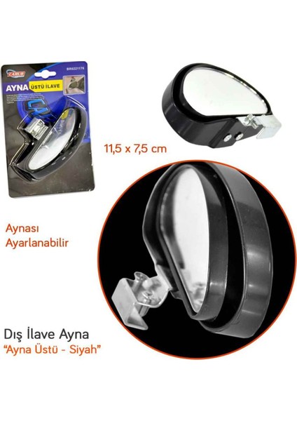 Ayna Üstü Dış Ilave Ayna Siyah 11,5x7,5 cm BR022117