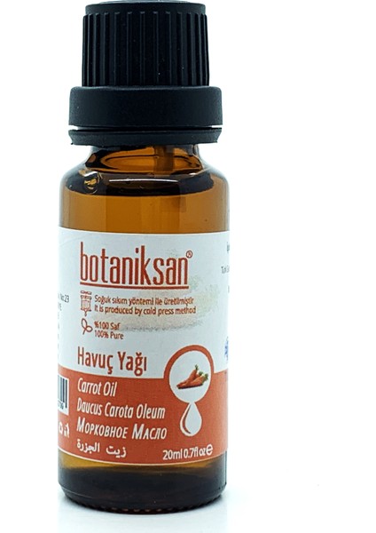 Havuç Yağı 20 ml Soğuk Sıkım Saf  Katkısız