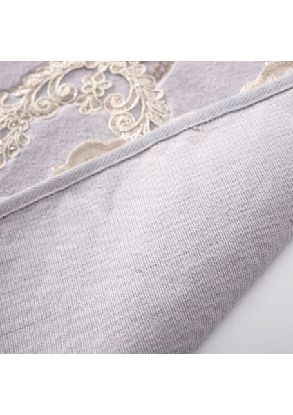 Alanur Zümra Lüx Pamuklu Aplikli Oval Banyo Takımı 2'li Set Gri fiyatları