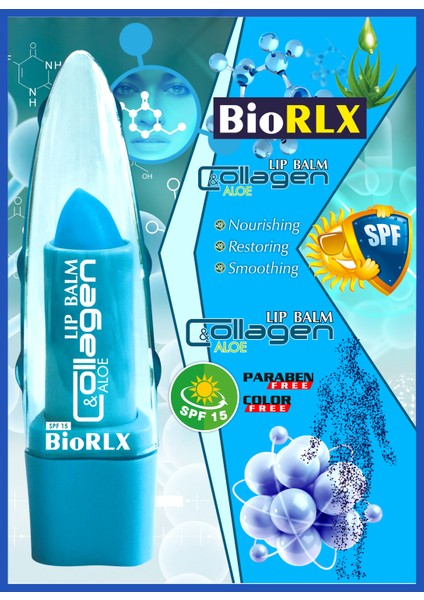 Aloe Vera + Collagen + Spf 15(Güneş Koruyucu) Lip Balm Color Free (Renksiz) + Paraben Free (Parabensiz)Unisex modelleri