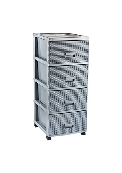 Raddan Komidin 4 Çekmeceli Sebzelik Metalik Gri