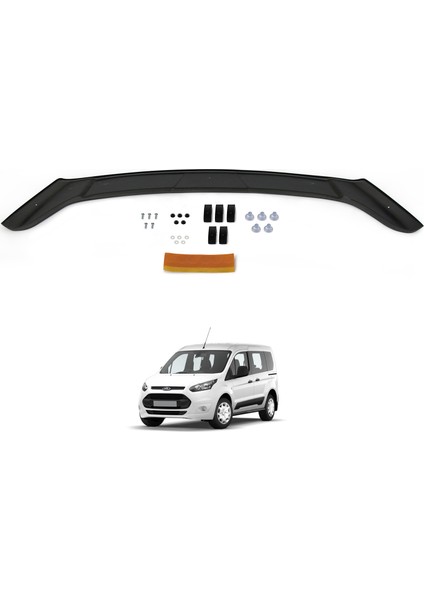 Ford Connect Ön Kaput Koruyucu Rüzgarlık Deflektör Akrilik ABS 4mm Parlak Siyah 2014 ve Sonrası