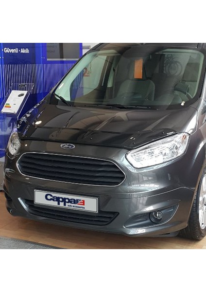 Ford Courier Ön Kaput Koruyucu Rüzgarlık Deflektör Akrilik ABS 4mm Parlak Siyah 2014 ve Sonrası