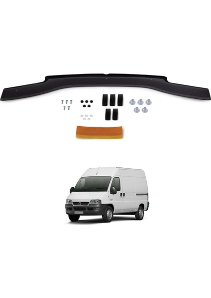 Fiat Ducato Ön Kaput Koruyucu Rüzgarlık Deflektör Akrilik ABS 4mm Parlak Siyah 2002-2006