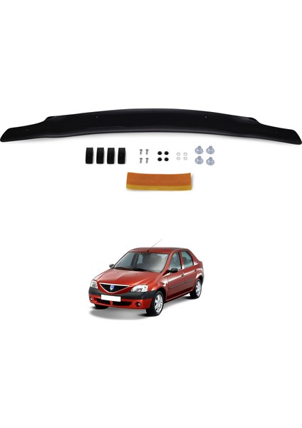 Dacia Logan|L.MCV Ön Kaput Koruyucu Rüzgarlık Deflektör Akrilik ABS 4mm Parlak Siyah 2005-2012