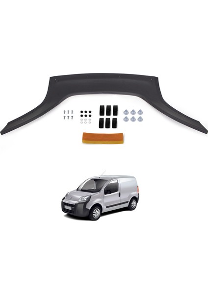 Citroen Nemo Ön Kaput Koruyucu Rüzgarlık Deflektör Akrilik ABS 4mm Parlak Siyah 2007-2016