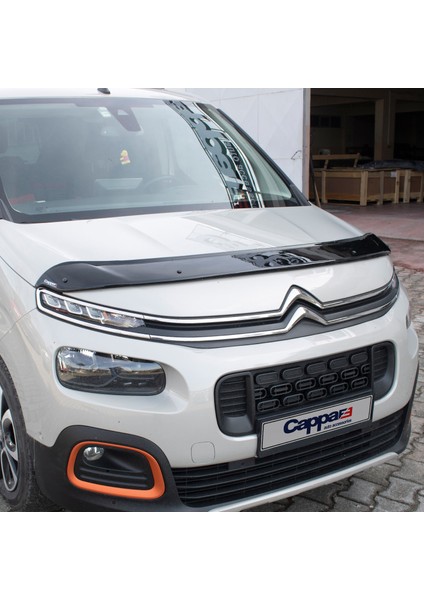 Citroen Berlingo Ön Kaput Koruyucu Rüzgarlık Deflektör Akrilik ABS 4mm Parlak Siyah 2019 ve Sonrası