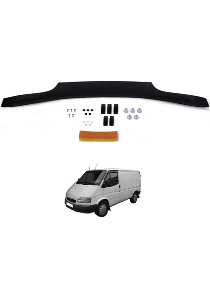 Ford Transit Ön Kaput Koruyucu Rüzgarlık Deflektör Akrilik ABS 4mm Parlak Siyah 1993-2002