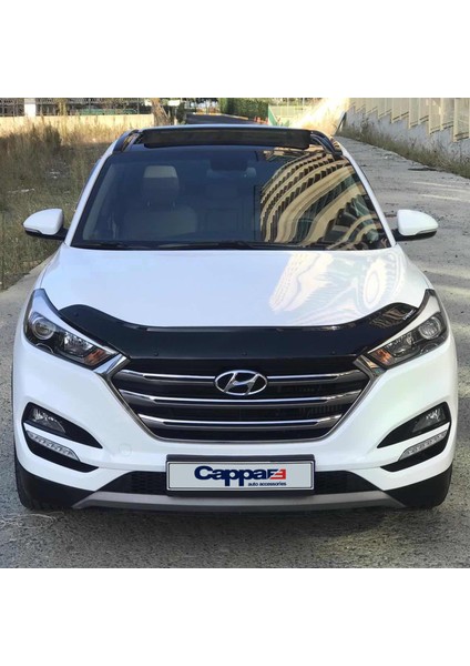 Hyundai Tucson Ön Kaput Koruyucu Rüzgarlık Deflektör Akrilik ABS 4mm Parlak Siyah 2016 ve Sonrası