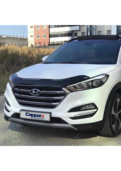 Hyundai Tucson Ön Kaput Koruyucu Rüzgarlık Deflektör Akrilik ABS 4mm Parlak Siyah 2016 ve Sonrası