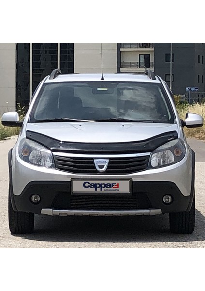 Dacia Sandero Ön Kaput Koruyucu Rüzgarlık Deflektör Akrilik ABS 4mm Parlak Siyah 2009-2012