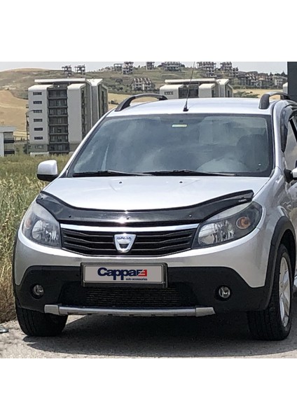 Dacia Sandero Ön Kaput Koruyucu Rüzgarlık Deflektör Akrilik ABS 4mm Parlak Siyah 2009-2012