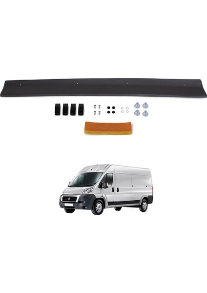 Fiat Ducato Ön Kaput Koruyucu Rüzgarlık Deflektör Akrilik ABS 4mm Parlak Siyah 2006-2014