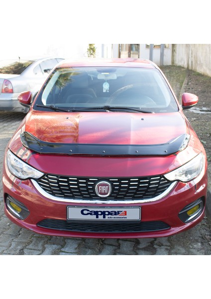 Fiat Egea Ön Kaput Koruyucu Rüzgarlık Deflektör Akrilik ABS 4mm Parlak Siyah 2015 ve Sonrası