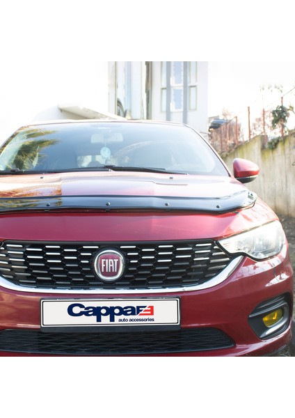 Fiat Egea Ön Kaput Koruyucu Rüzgarlık Deflektör Akrilik ABS 4mm Parlak Siyah 2015 ve Sonrası