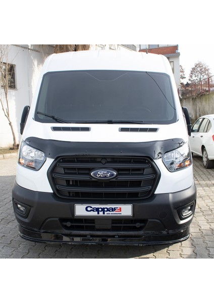 Ford Transit Ön Kaput Koruyucu Rüzgarlık Deflektör Akrilik ABS 4mm Parlak Siyah 2019 ve Sonrası