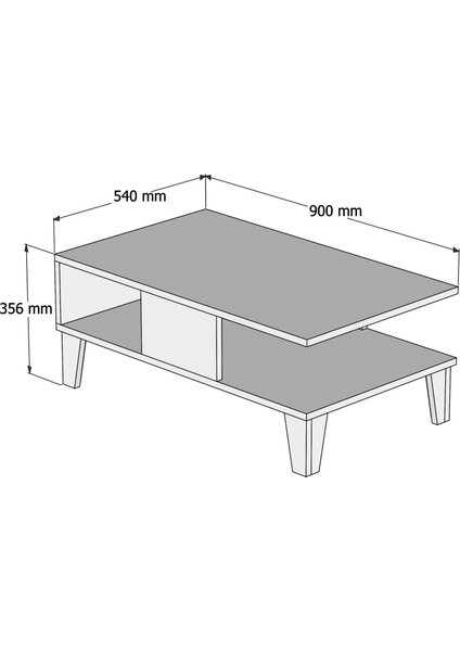 O2040 Sümer Orta Sehpa 90cm Beyaz/Ceviz