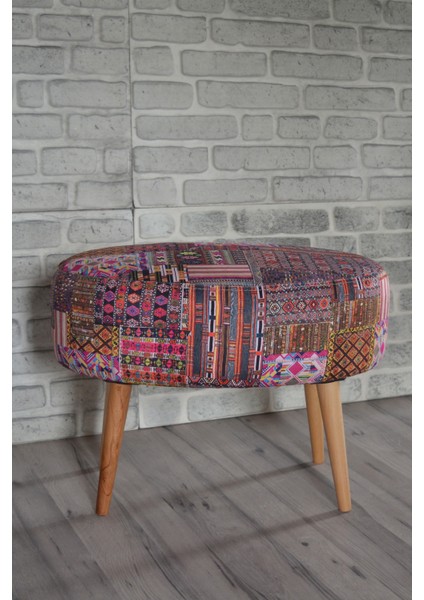 Zeen Concept Valente Oval Puf Kilim Desenli