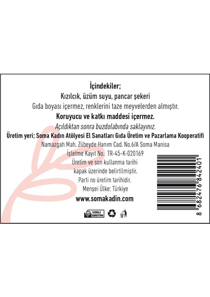 Soma Kadın Atölyesi Kızılcık Marmelatı Katkısız Ev Yapımı - 380 gr