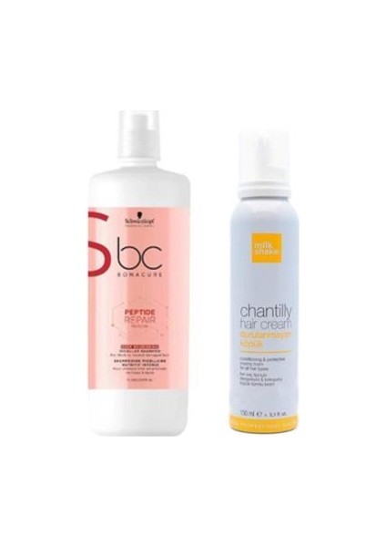 Peptide Repair Deep Acil Kurtarma Şampuan 1000 ml +Milk Shake Durulanmayan Bakım Köpük 150 ml