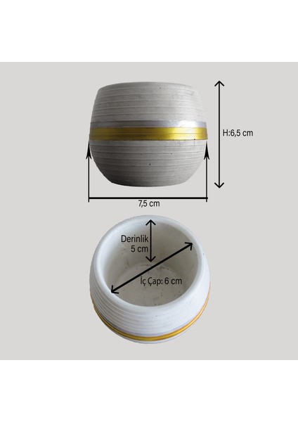 Beton Küre Saksı Mod1 6,5 x 7,5 cm