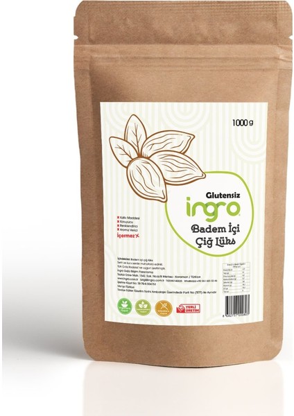 Glutensiz Badem İçi Çiğ Lüks 1000 g