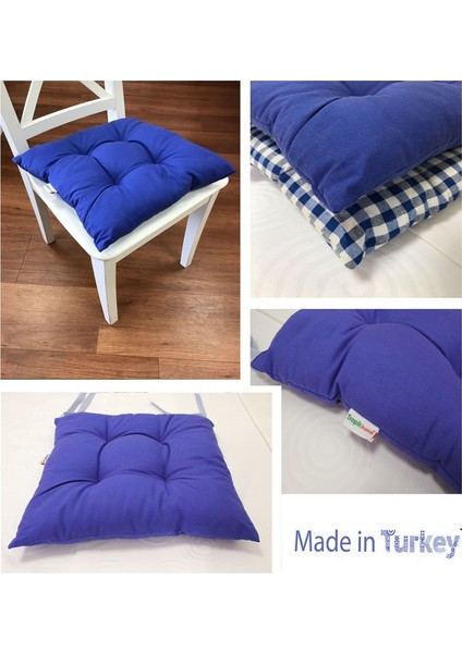 Tropik Home Mavi Renk Pufidik Silikon Dolgulu Çökme Yapmaz 40 x 40 cm Kare Sandalye Minderi