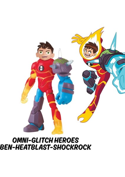 Ben 10 Aksiyon Figürleri - Omni-Glitch Heroes Ben-Heatblast-Shockrock fiyatları