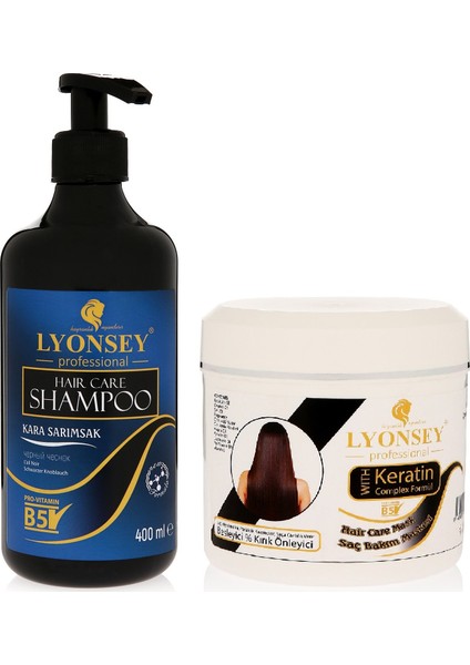 Kara Sarımsak Şampuanı 400 ml + Keratin Komplex Saç Maskesi 500 ml