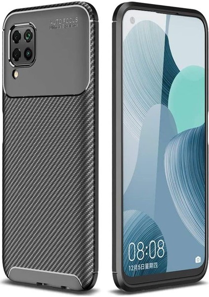 Huawei P40 Lite Kılıf Karbon Delüx Tpu Silikon DLX Siyah