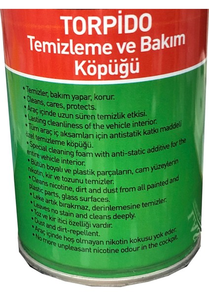 Araç İçi Temizleyici ve Torpido Parlatıcı Köpük Spreyi 500 ml