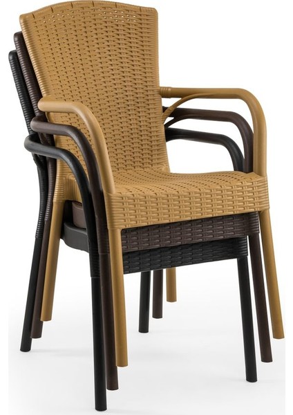 Rattan Plastik Wenge Bahçe Masa Sandalye Takımı