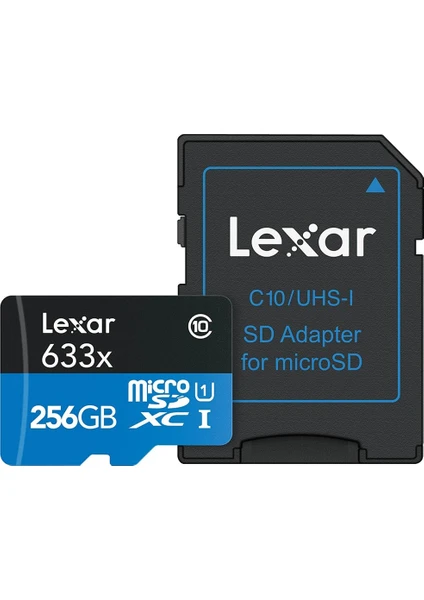 256GB 633X 4K Micro Sd Hafıza Kartı + Adaptör (100MB/S) LXR256GB633X